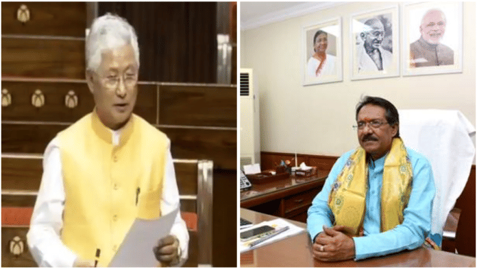 File photo of MP D T Lepcha (left) and MoS Harsh Malhotra | Commons