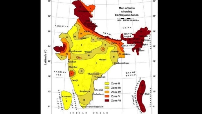 India earthquake map