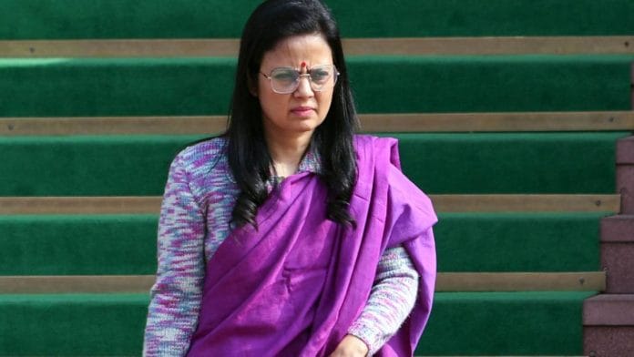 TMC MP Mahua Moitra in Parliament this month | Photo: ANI