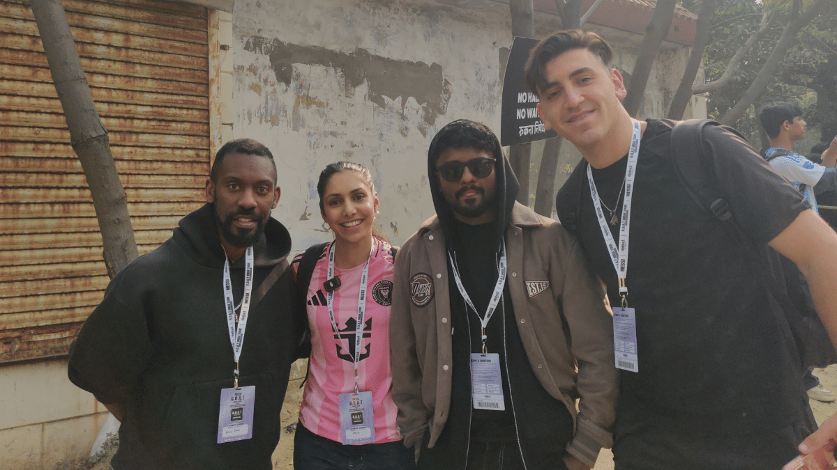 Kaljit Atwal (second from left) with her friends John Goluremi, Sabareesh, and Kassem Harkous | Anu Verma | ThePrint
