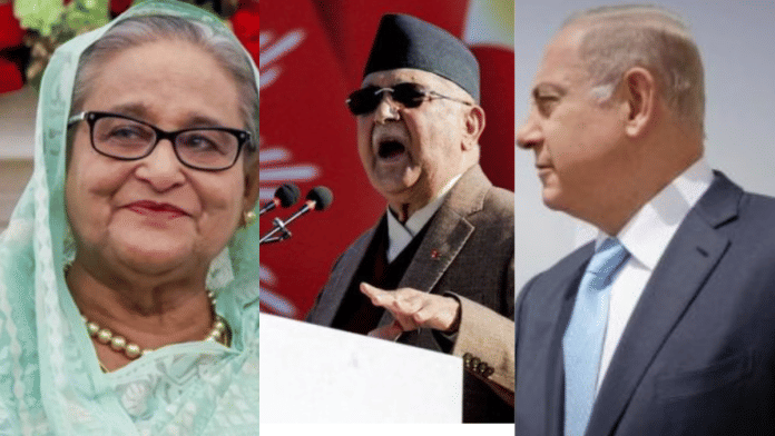 Former Bangladesh PM Sheikh Haisa, ex-Nepal PM KP Oli and Israeli PM Benjamin Netanyahu. | ANI/Reuters/, Facebook/Benjamin Netanyahu