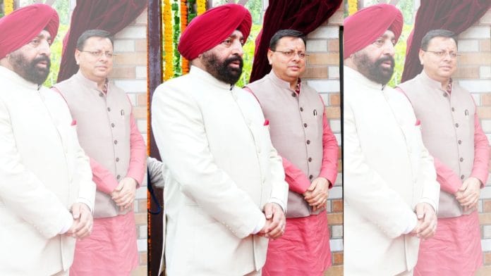 File photo of Uttarakhand Governor Lt Gen (Retd) Gurmit Singh and CM Pushkar Singh Dhami | @pushkardhami X/ANI