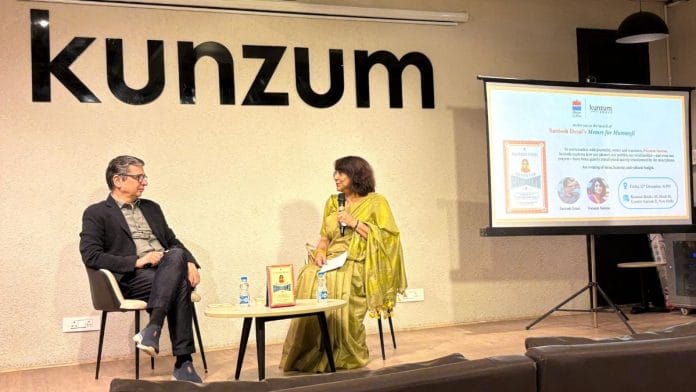 Santosh Desai in conversation with Poonam Saxena at the launch of his book, Memes For Mummyji