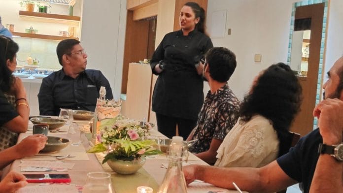 Chef Pragati Mitra, who runs The Long Table in Hyderabad, during her mango-themed dinner last year | Photo: Yunus Lasania | ThePrint