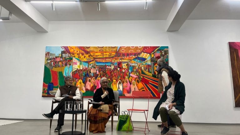 Aban Raza’s painting turns Delhi art gallery into a classroom on RTI, democracy