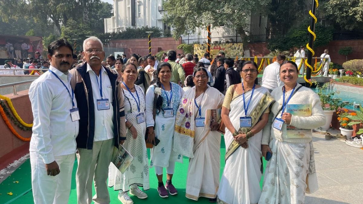 Asha Saronke (centre) is on a darshan with a group to visit different Ambedkar sites - including Bodh Gaya | Udit Hinduja, ThePrint