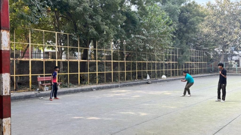 Athletes playing football at Nehru Stadium. Samridhi Tewari | ThePrint